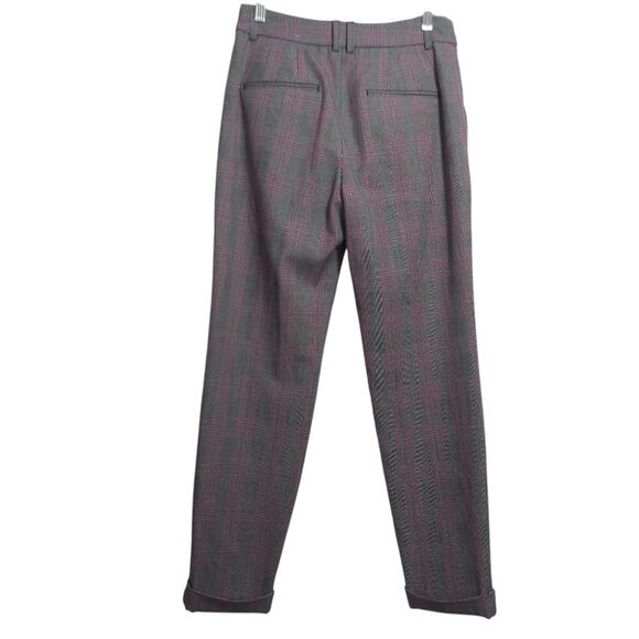 Express Gray Pink Plaid Pleated Ankle Cuff Trousers Preppy Academia Punk Size 4R - Picture 2 of 9